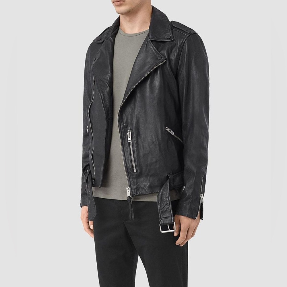AllSaints Kahawa Leather Biker Jacket Men’s Size Small New